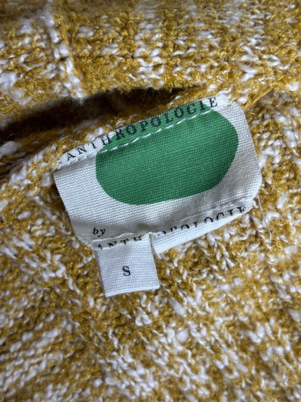 Anthropologie | Mustard Marled Cardigan Sweater | Open Front | Pockets | Size S - Picture 4 of 6
